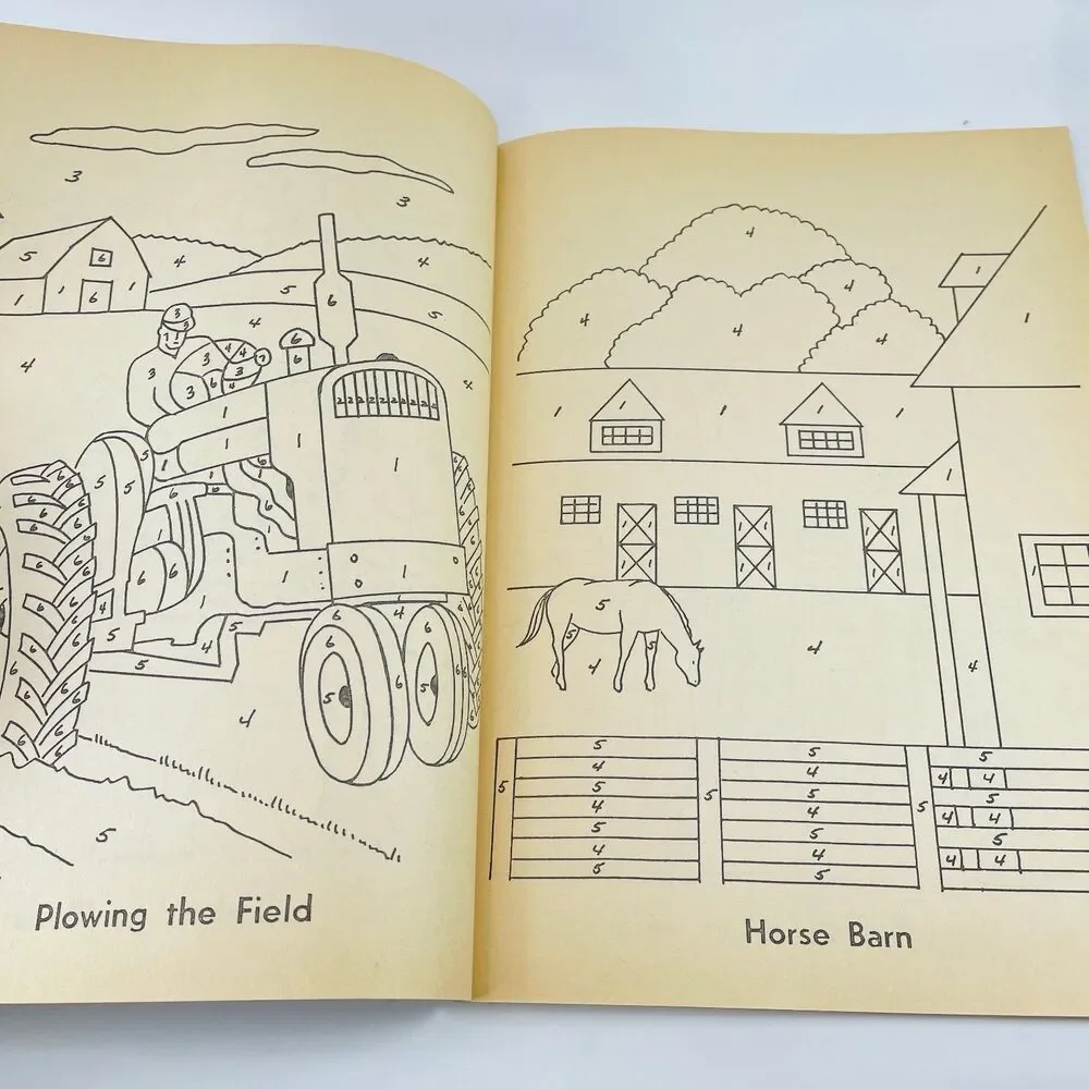 Farm Color-by-Number Whitman 1974 Vintage Children's Activity Book